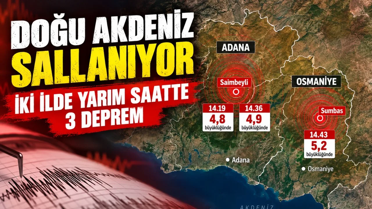 Adana ve Osmaniye yarım saatte 3 kez sallandı