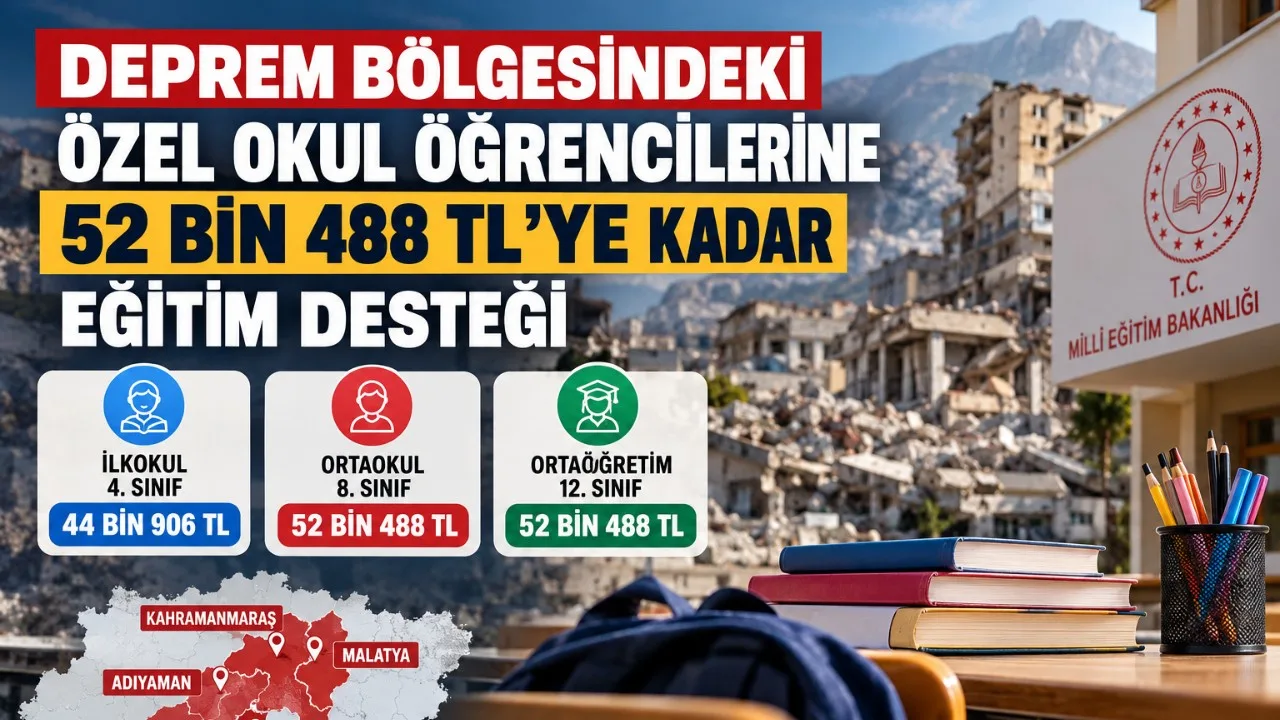 Deprem bölgesi özel okullarına 52 bin TL destek
